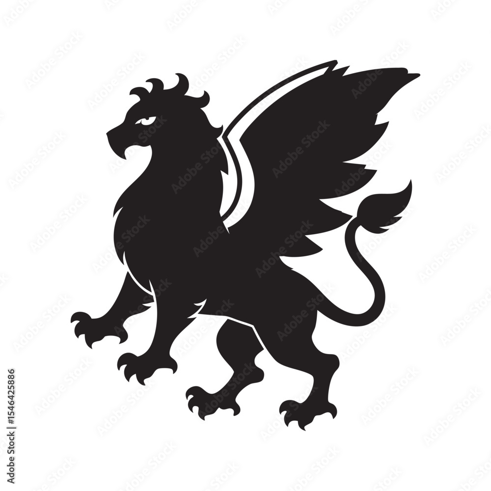Fototapeta premium Griffin Heraldic Winged Beast Silhouette