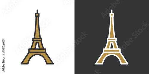 シンプルなエッフェル塔のラインアイコン