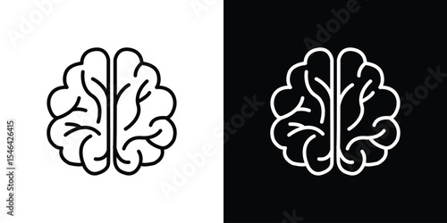 Human brain icon in black. flat graphic vector icon