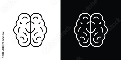 Human brain icon in black. flat graphic vector icon