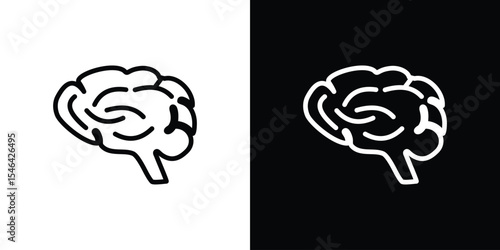 Human brain icon in black. flat graphic vector icon