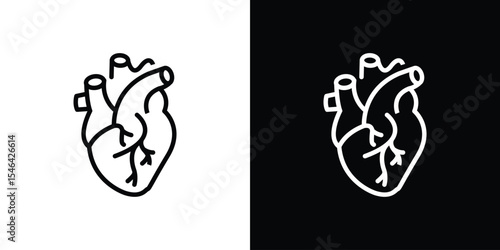 Human heart icon in black. flat graphic vector icon
