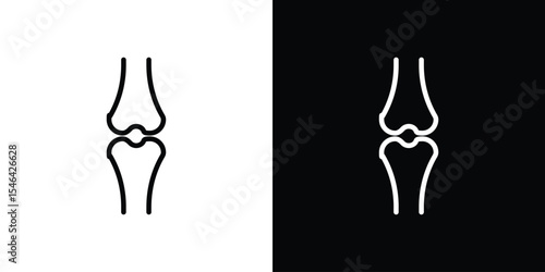 Human knee bone joint icon in black. flat graphic vector icon