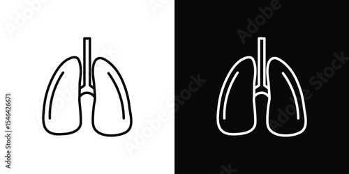 Human lungs icon in black. flat graphic vector icon