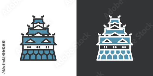 編集可能な大阪名物の大阪城ラインアイコン