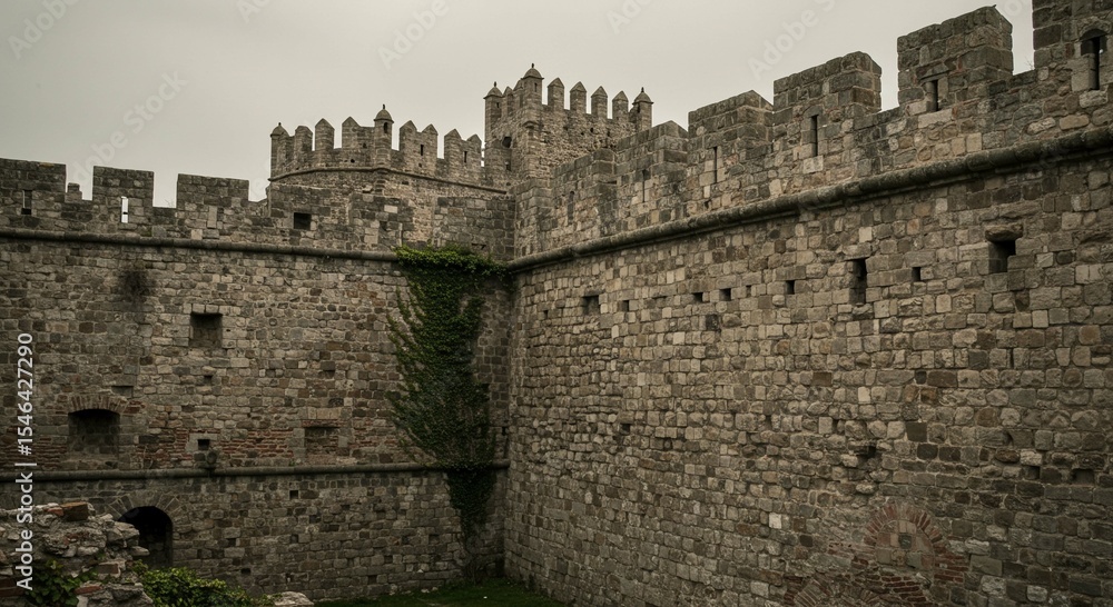 Ancient Stone Castle Walls and Towers Photo Ancient Stone Castle Walls and Towers Photo