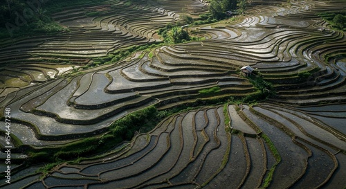Wallpaper Mural Aerial View of Rice Terraces: Lush Green Landscape Photo Torontodigital.ca