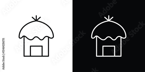Hut icon in black. flat graphic vector icon