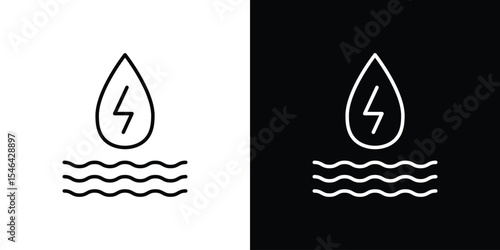 Hydraulic energy icon in black. flat graphic vector icon