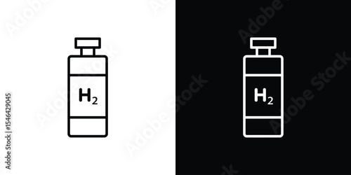 Hydrogen gas tank icon in black. flat graphic vector icon