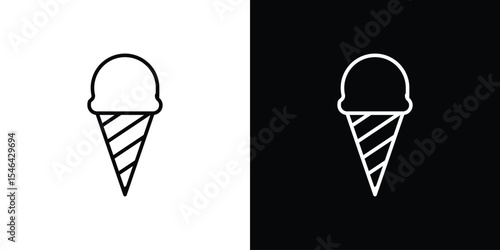 Ice cream cone icon in black. flat graphic vector icon
