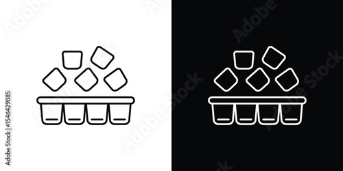 Ice cube plastic container icon in black. flat graphic vector icon