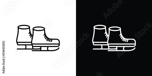 Ice skating icon in black. flat graphic vector icon