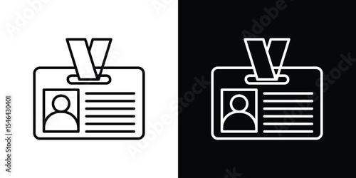 ID badge icon in black. flat graphic vector icon