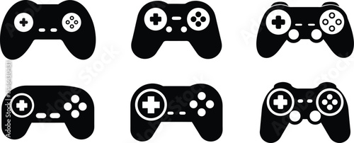 Modern Game Controller Icon Set Isolated on Clean Background, Gaming Console Vector Pack