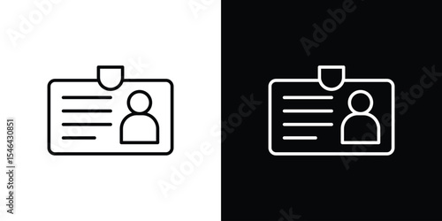 Identity card icon in black. flat graphic vector icon