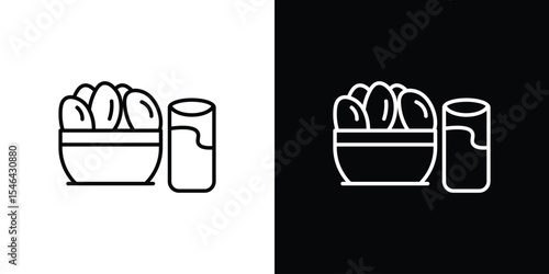 Iftar meal ramadan icon in black. flat graphic vector icon