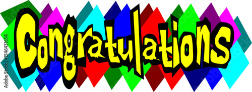 Vector of a cheerful clipart with the text "Congratulations," designed for use in cards or digital messages celebrating success.