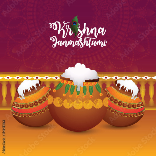 Happy janmashtami vector illustration  design
