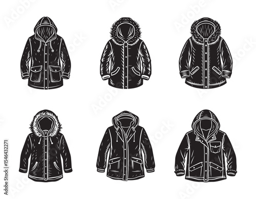 parka sketch icon silhouette vector illustration