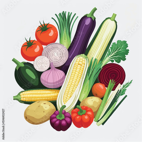 Fresh assorted vegetables isolated on white background