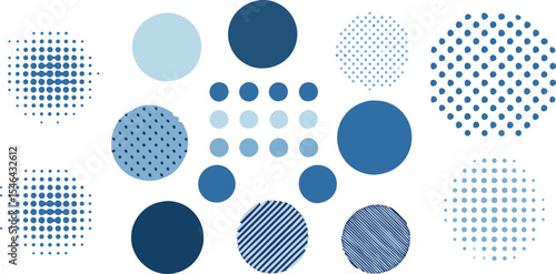 Abstract blue circle patterns on white background