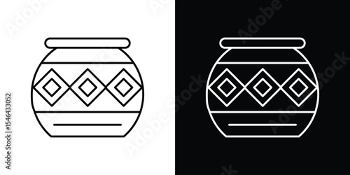 Indian pot icon in black. flat graphic vector icon