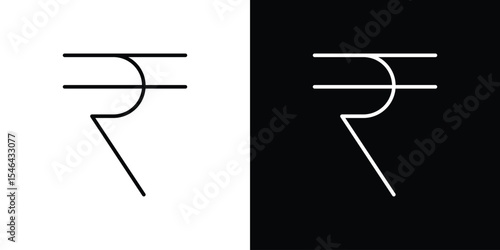 Indian rupee icon in black. flat graphic vector icon