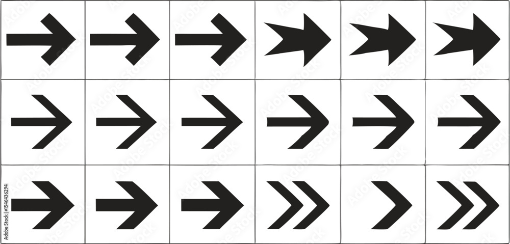 Black arrow icons on white backgrounds Black arrow icons on white backgrounds