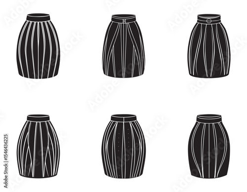 pencil skirt sketch icon silhouette vector illustration set