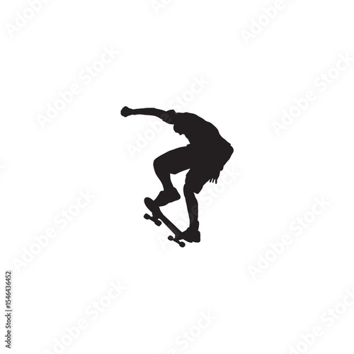 Skateboarder silhouette performing a trick action sport lifestyle adrenaline skateboarding park