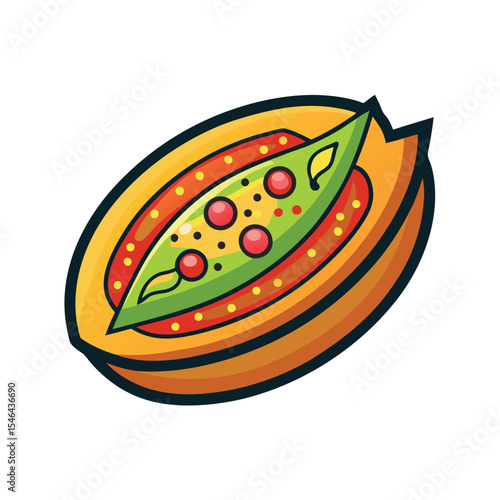 Turkish pide pizza slice vector illustration