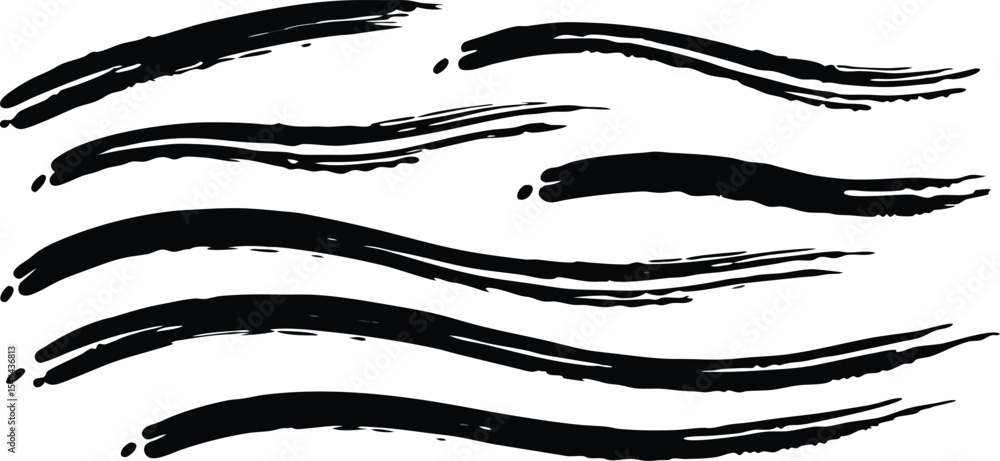 Fototapeta premium Dynamic Black Brush Strokes for Creative Designs