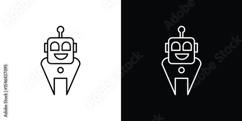Intelligent tactical bot icon in black. flat graphic vector icon