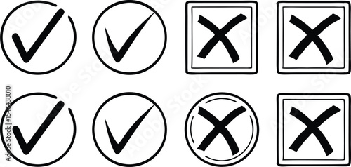 Check mark and cross mark illustrations