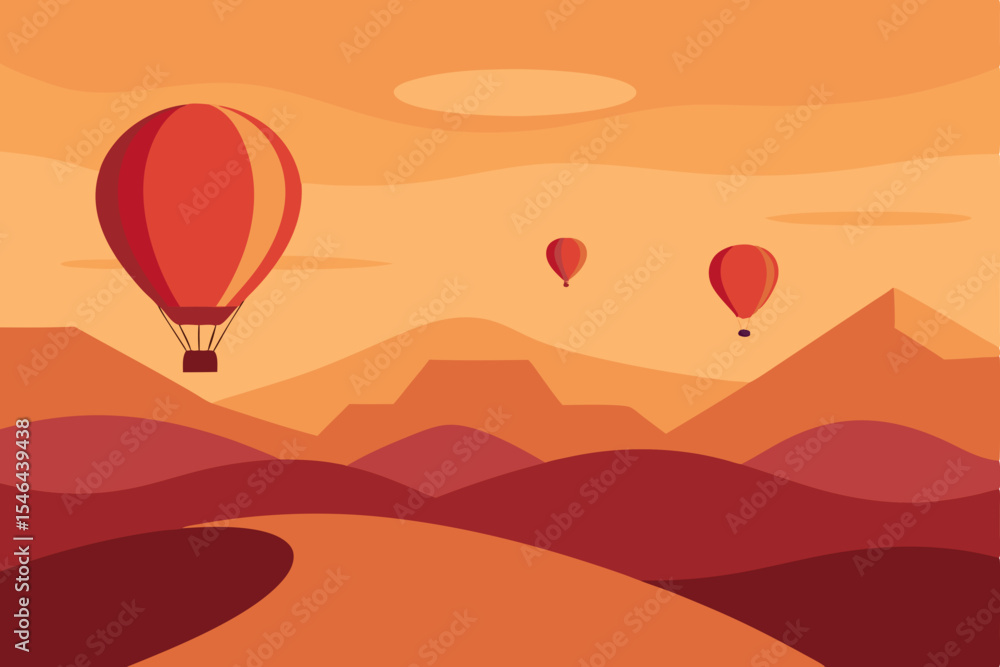 Fototapeta premium hot air balloon in sunset