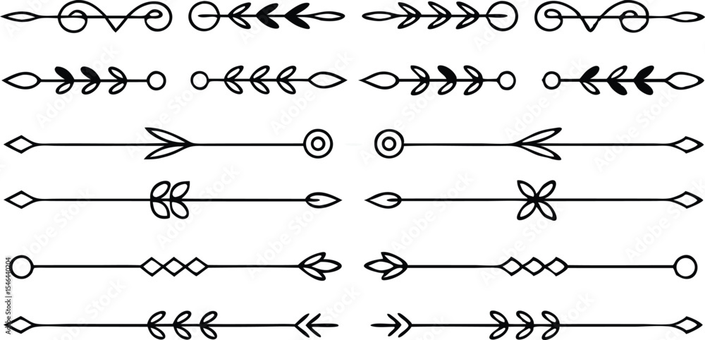 Fototapeta premium Decorative dividers and borders vector set