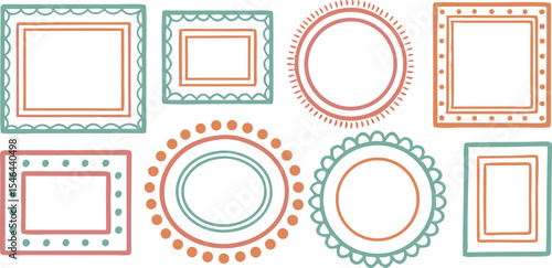 Decorative frames and borders in pastel colors