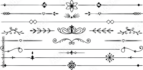 Decorative hand drawn dividers and borders elements