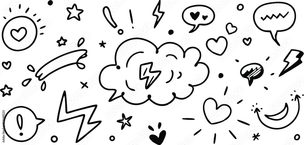 Fototapeta premium Creative Doodle Elements for Fun Designs and Projects