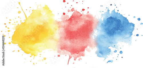 Colorful watercolor brush strokes vector. set of paint splatter illustration. Vibrant watercolor ink blots on white background. Set of watercolor circles multicolored, Colors watercolor paint. 