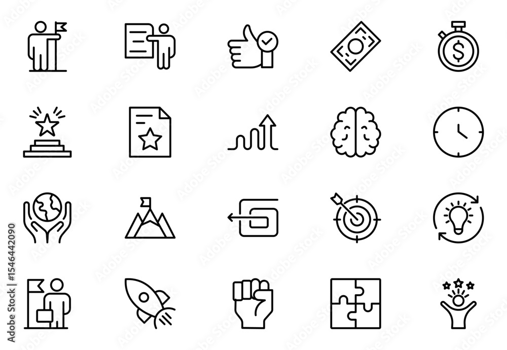 Fototapeta premium Core Values Icon Set. Minimal and Modern Vector Icons for Integrity, Ethics, Leadership, UI, Web, Mobile, and Business Graphic Design Projects