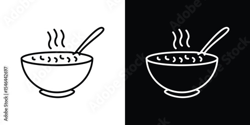 Japanese soup bowl icon in black. flat graphic vector icon