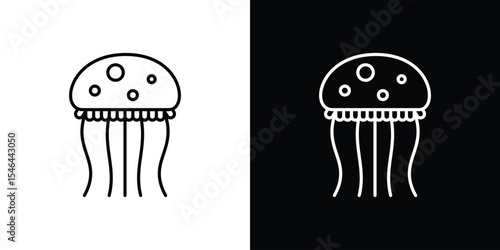 Jellyfish icon in black. flat graphic vector icon