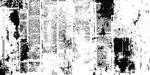 Old white newspaper paper grunge vintage background. Vector black and white vintage grunge newspaper collage background with newspaper seamless pattern with black and white.