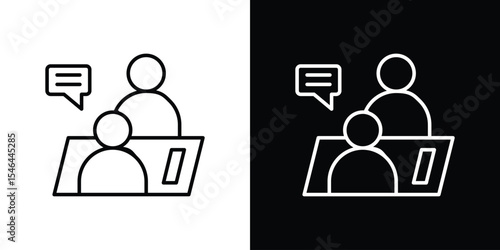 Job interview icon in black. flat graphic vector icon