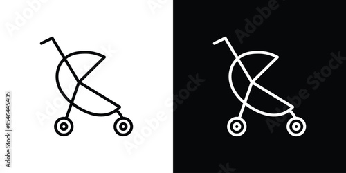 Jogging stroller icon in black. flat graphic vector icon