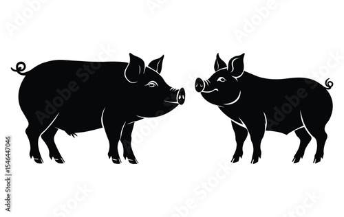 Pig Silhouette Vector Set 