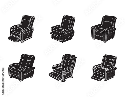 set of recliner icon silhouette vector illustration
