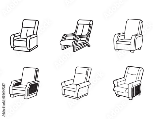 recliner icon line art vector illustration